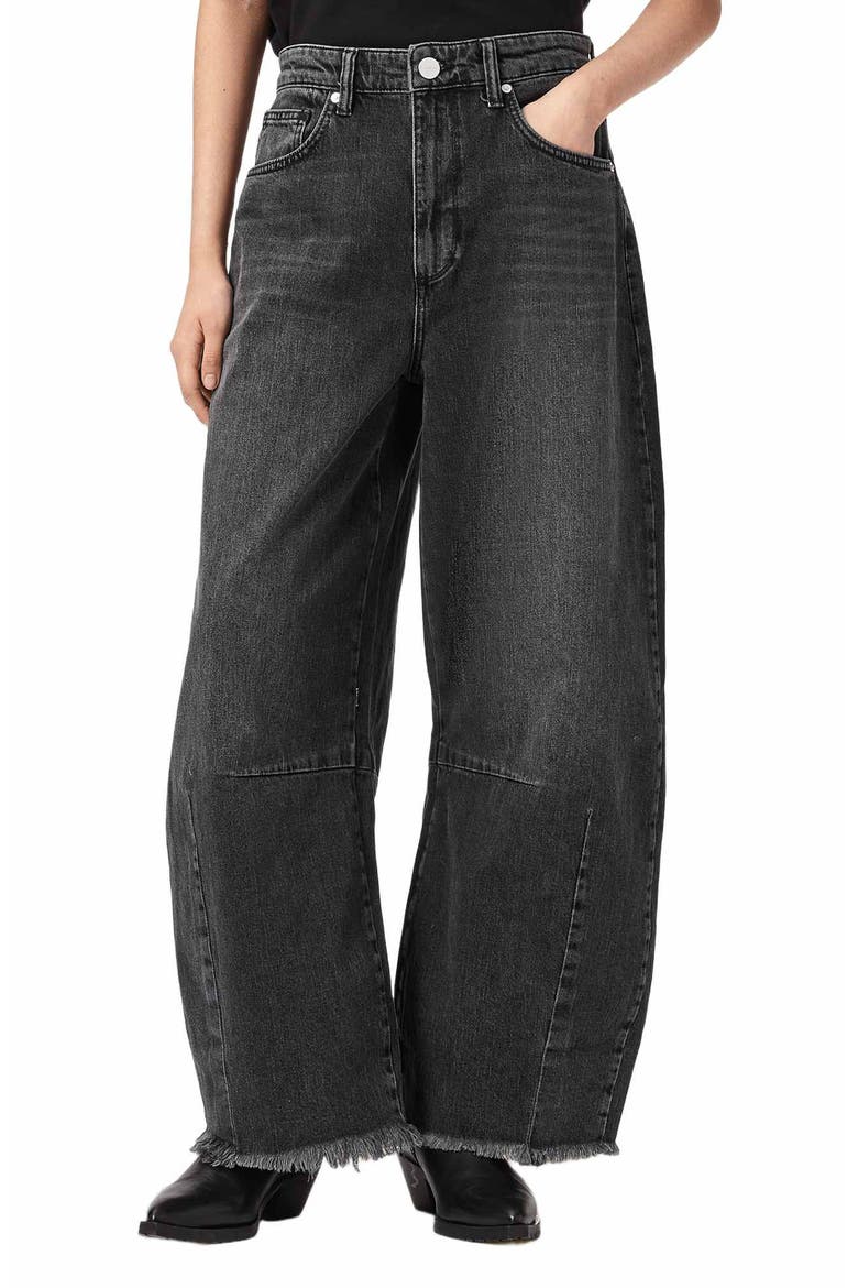 Payton Barrel Leg Jeans, Main, color, WASHED BLACK