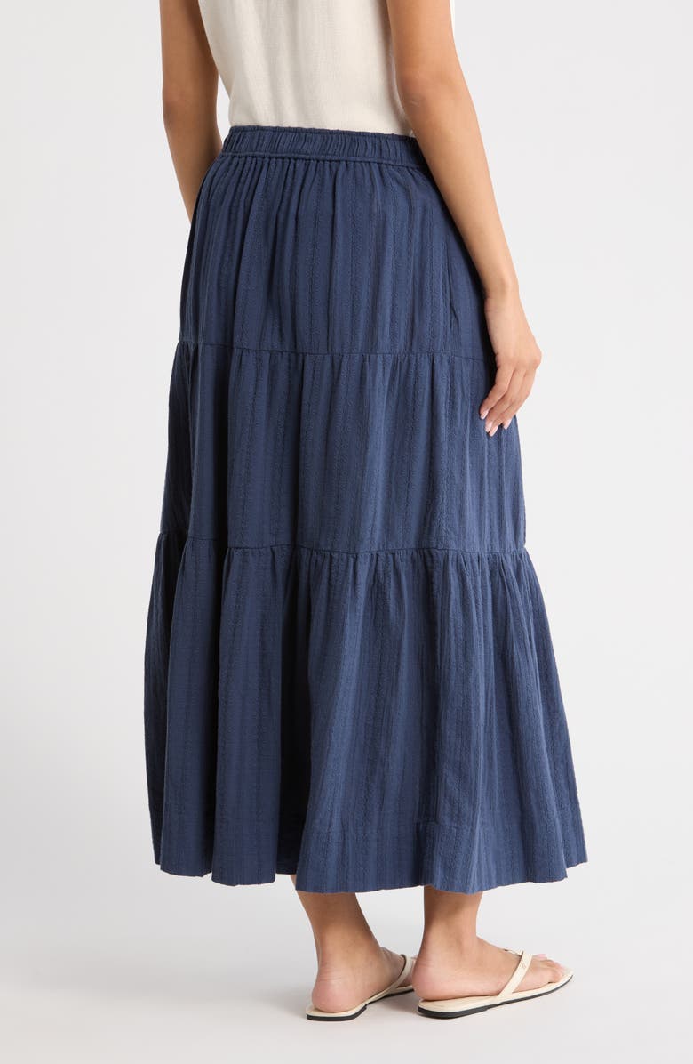 Marine Layer Lana Tiered Cotton Maxi Skirt, Alternate, color, Navy