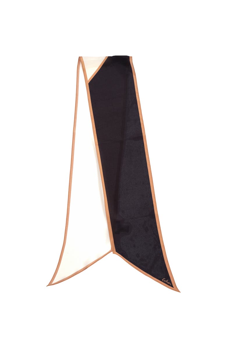 Echo Colorblock Silk Bias Scarf, Alternate, color, Black