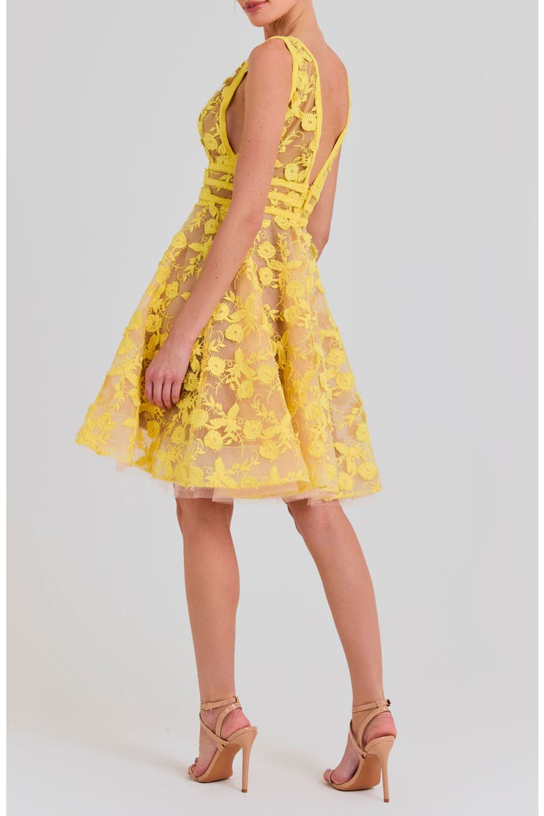 Lola Embroidered Sleeveless Fit & Flare Minidress, Alternate, color, LIGHT/PASTEL YELLOW