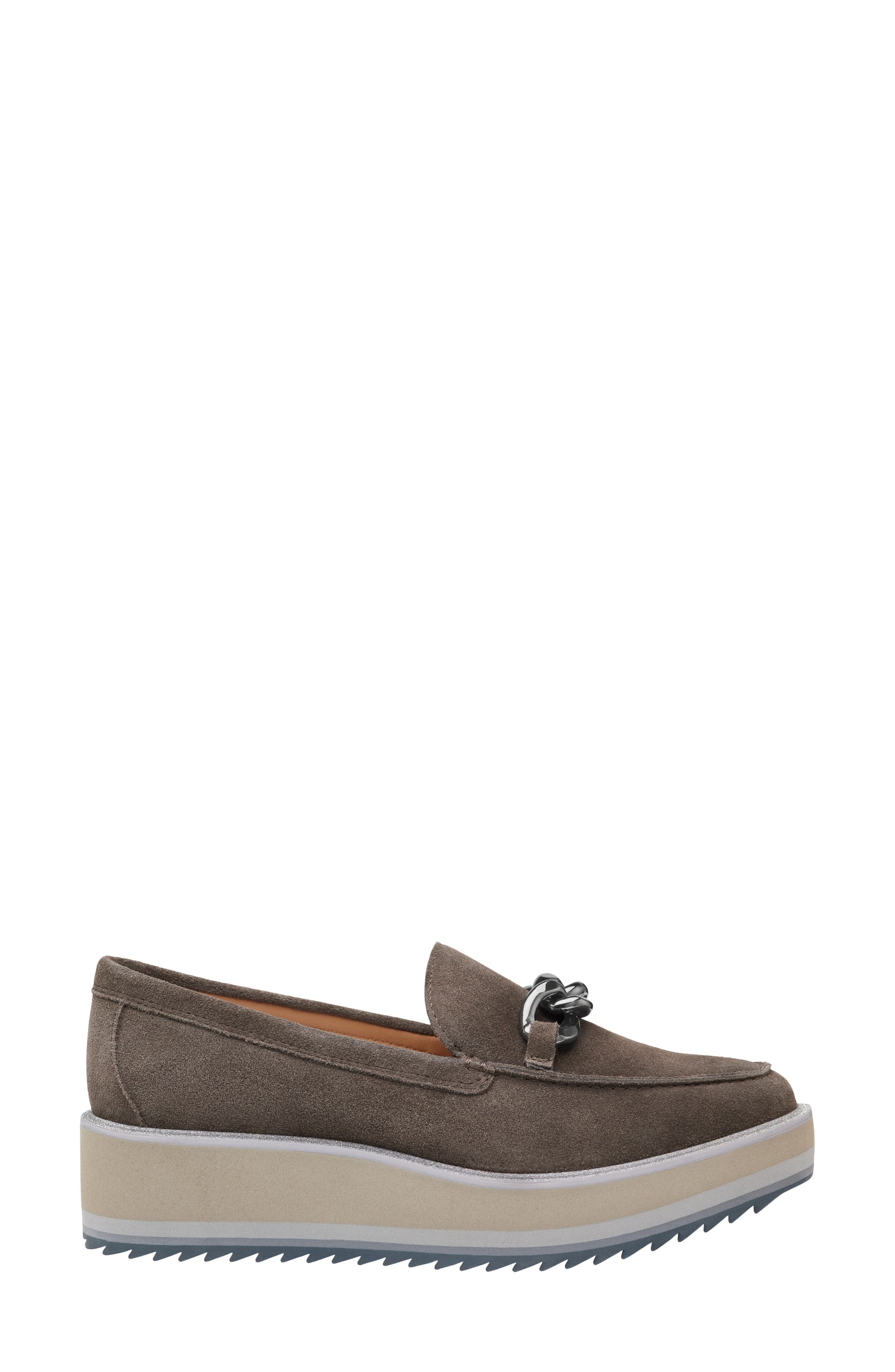Johnston & Murphy Gracelyn Chain Platform Suede Loafer, Alternate, color, Dark Gray Suede