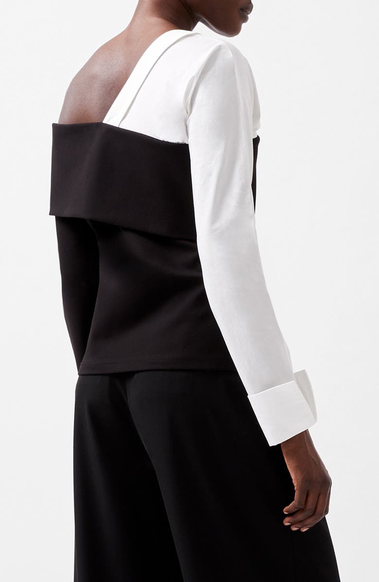 French Connection Xia Mixed Media One-Shoulder Top, Alternate, color,