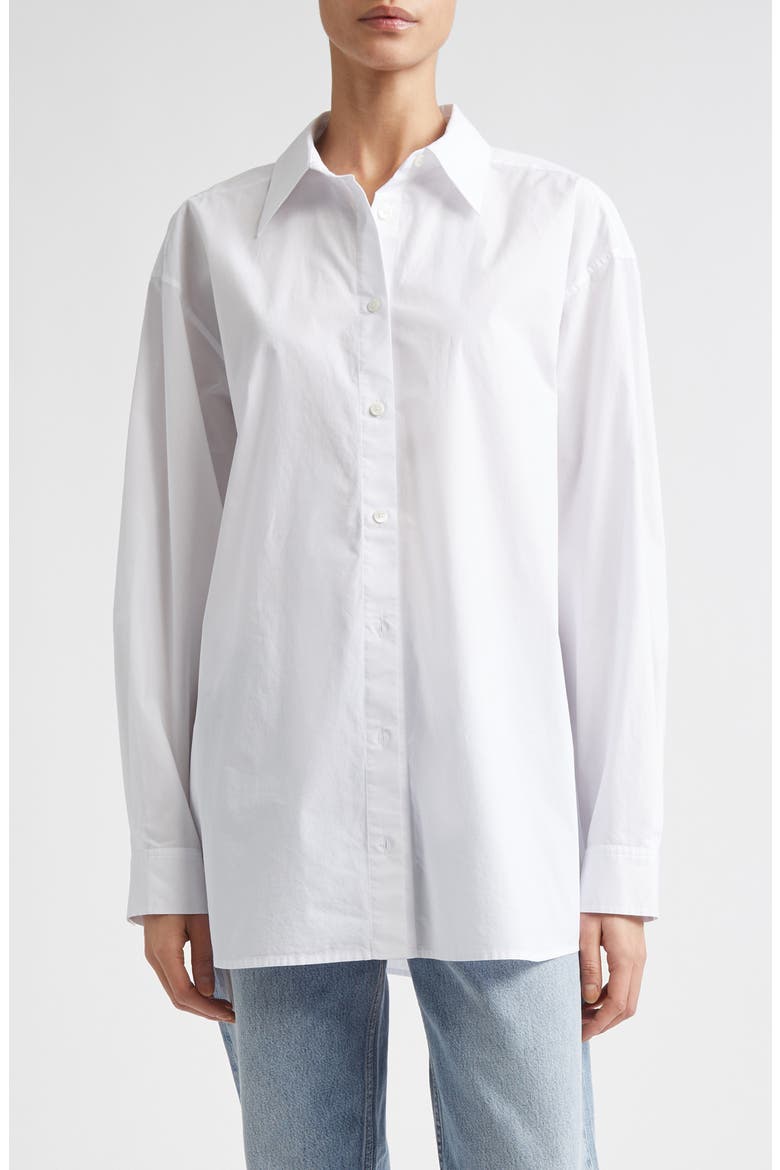 Classic Tumbled Cotton Button-Up Shirt, Main, color, WHITE