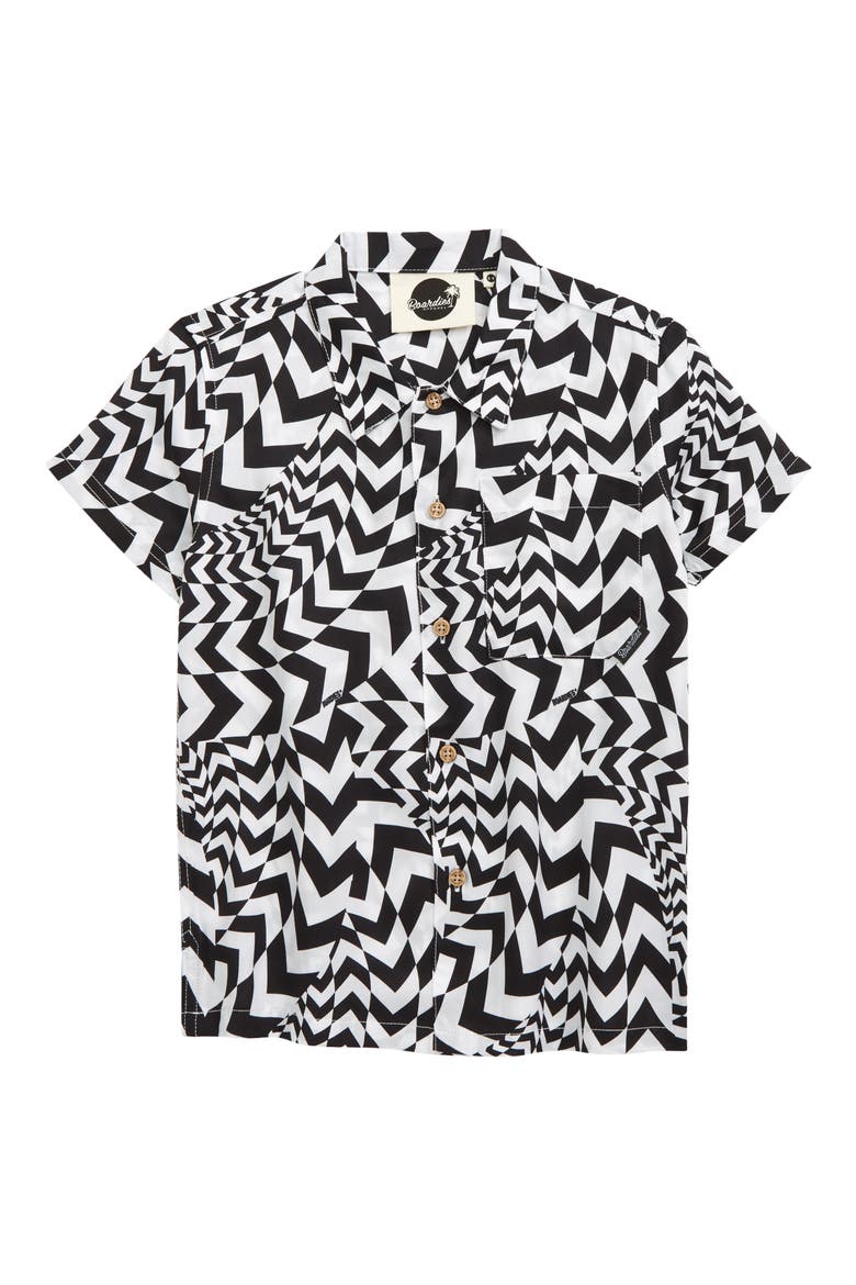 Kids' Hypnotic Print Button-Up Shirt, Main, color, BLACK WHITE