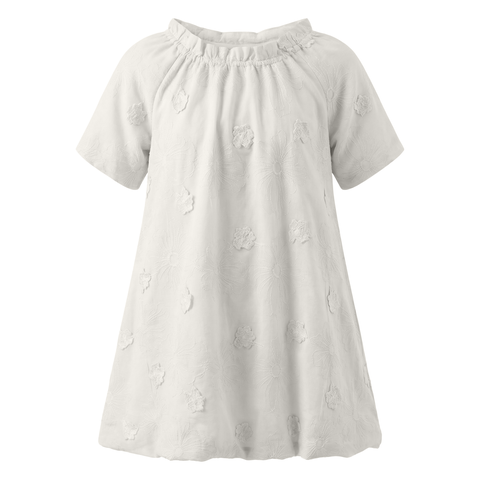 Floral Embroidery Applique Shirred Ruffle Dress (Toddler, Little Kid & Big Kid)