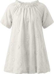 Posie & Pistachio Floral Embroidery Applique Shirred Ruffle Dress