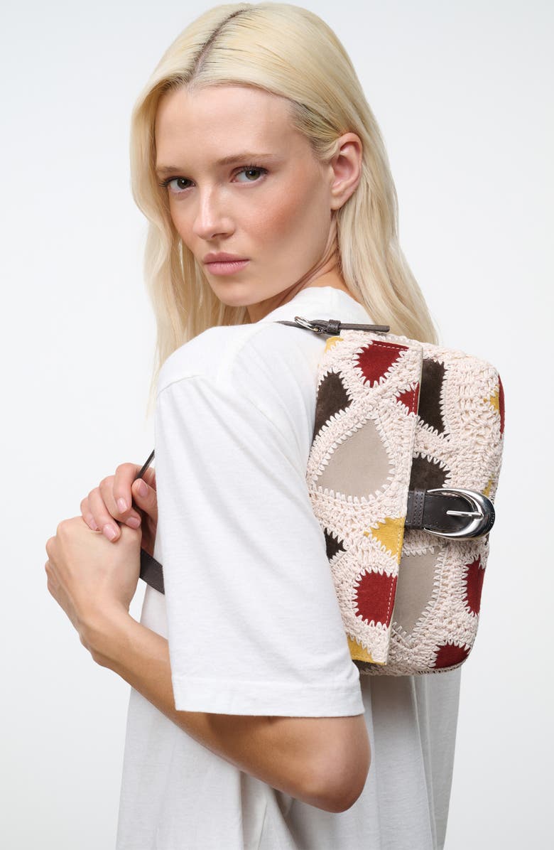 STAUD Harlow Patchwork Shoulder Bag, Alternate, color, Suede Patchwork