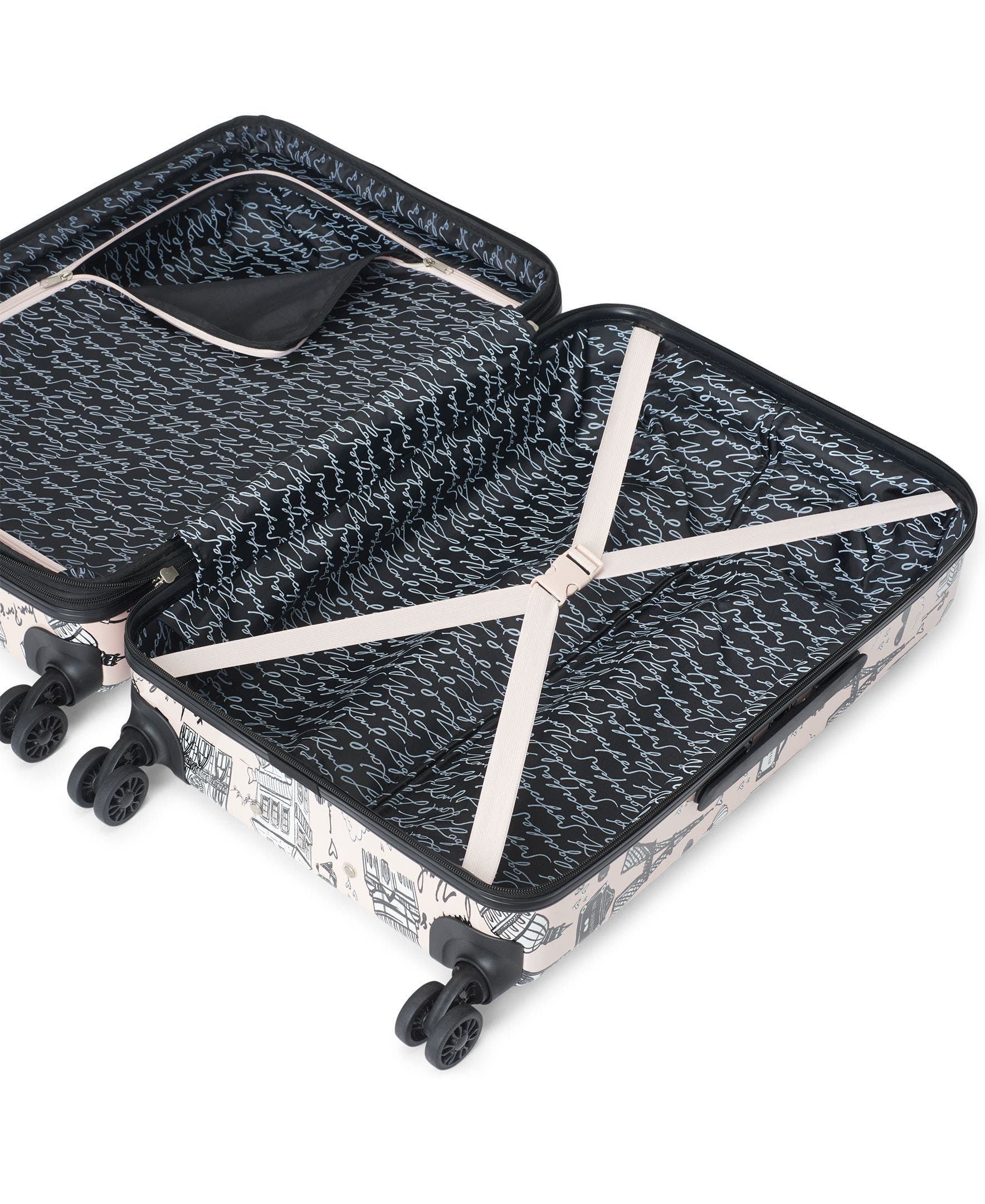 KARL LAGERFELD Karl in Paris Upright Suitcase, Alternate, color, Pink/Black