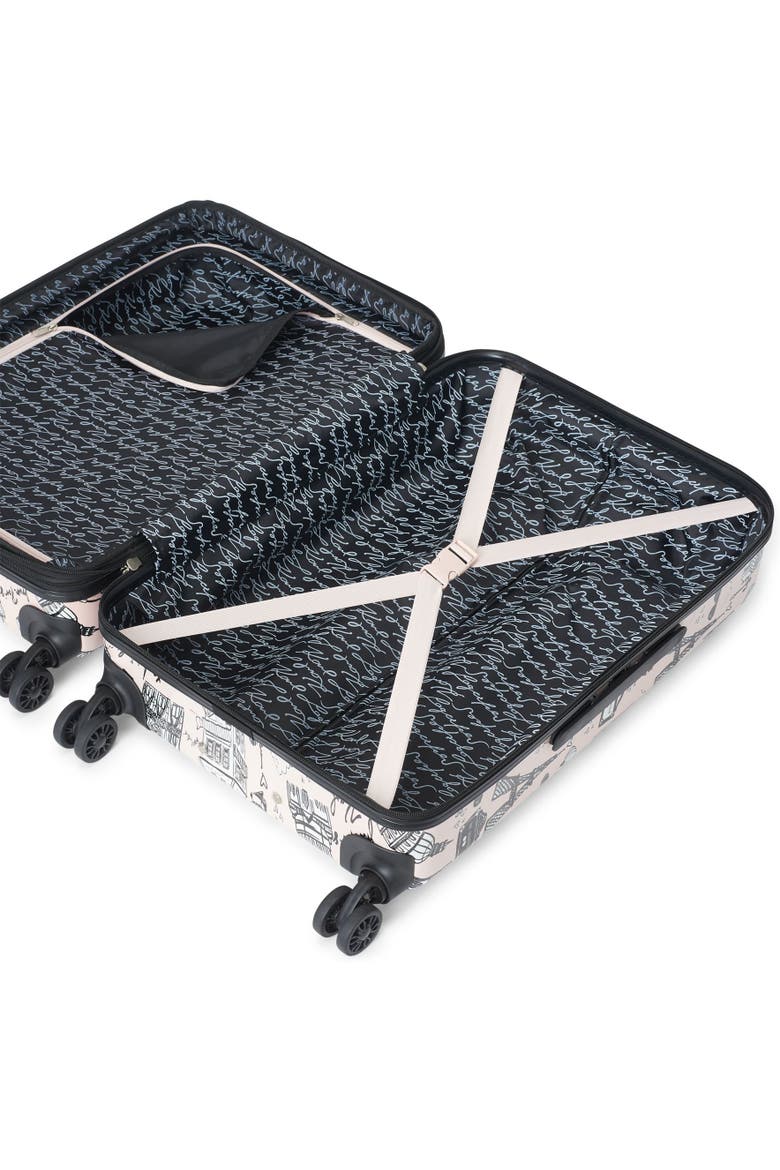 Karl in Paris Upright Suitcase, Alternate, color, Pink/Black