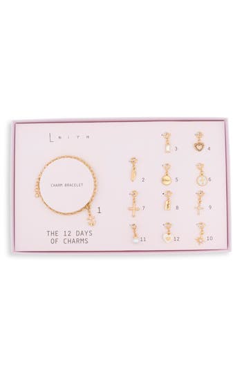 Leith The 12 Days Of Charms Advent Calendar Bracelet Set In Gold