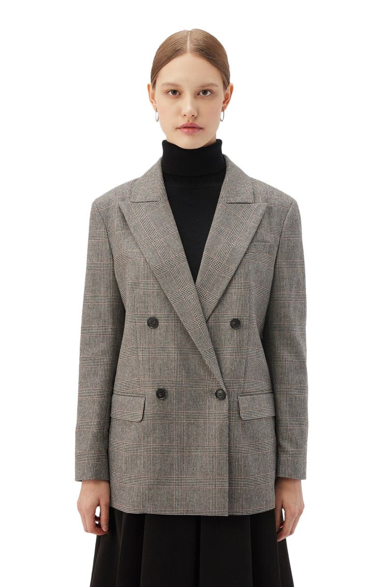 GOBI Mongolian Cashmere Double-Breasted Cashmere Blazer, Main, color, Warm Grey