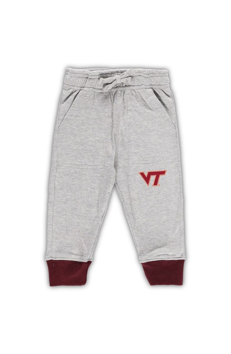 Wes & Willy Infant Wes & Willy Heather Gray Virginia Tech Hokies Jie Jie Long Sleeve Bodysuit & Pants Set, Alternate, color, Heather Gray