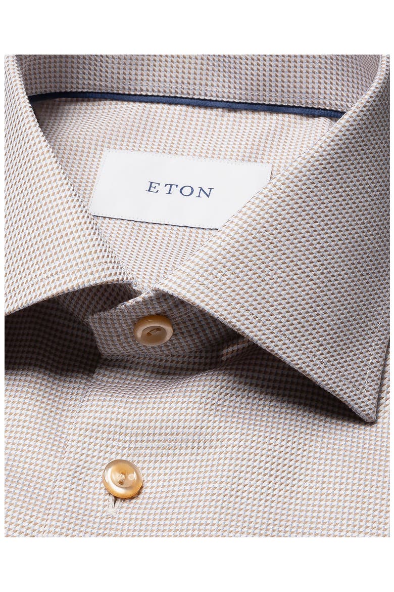 Slim Fit Houndstooth Twill Dress Shirt, Alternate, color, LIGHT BEIGE