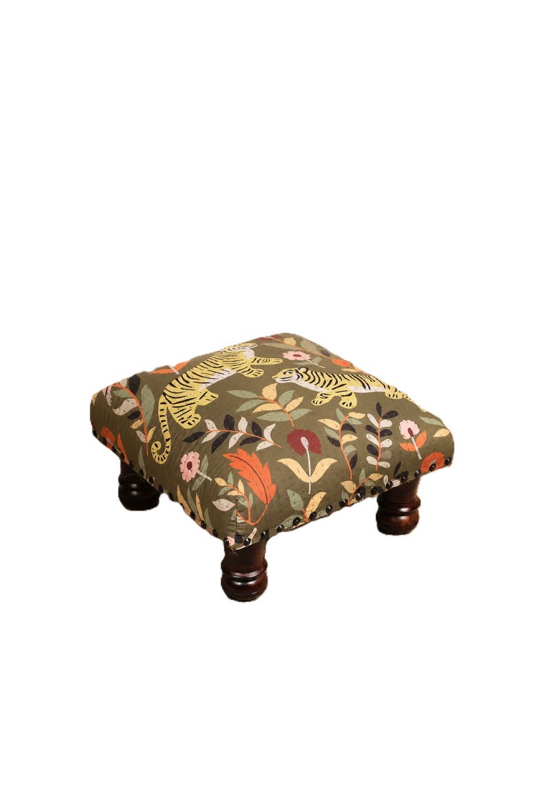 Botanical Tiger Foot Stool, Main, color, Grey
