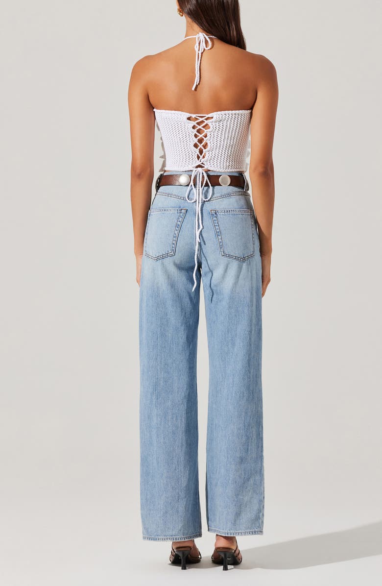 ASTR the Label Primula Halter Cotton Crochet Crop Top, Alternate, color, White