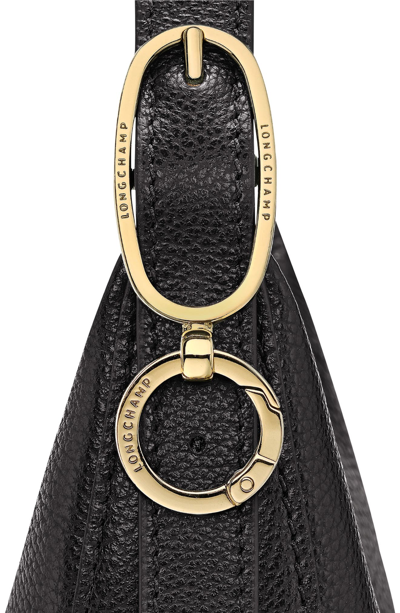 Longchamp Le Foulonne Small Leather Crossbody Bag, Alternate, color, Black