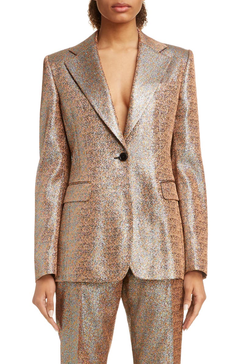 Dries Van Noten Barbilar Metallic Blazer, Main, color, 