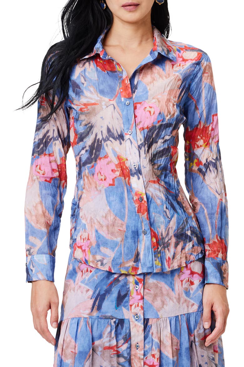 Dreamscape Crinkle Button-Up Shirt, Main, color, BLUE MULTI