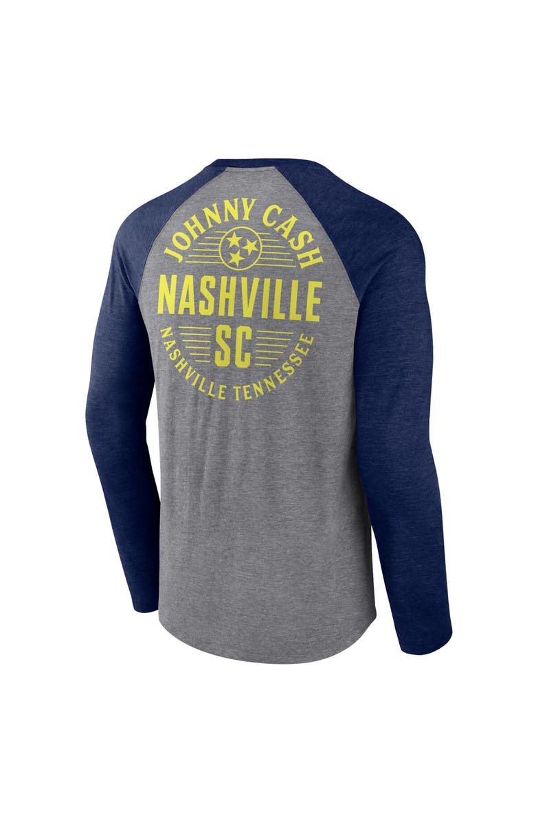 FANATICS Men's Fanatics Branded Heather Gray Nashville SC x Johnny Cash Lines Tri-Blend Raglan Long Sleeve T-Shirt, Alternate, color, Heather Gray