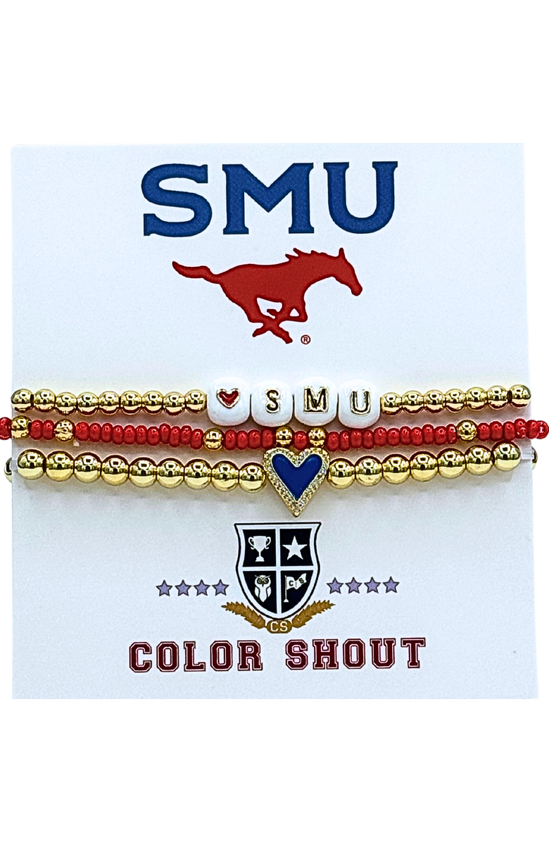 Color Shout SMU Love My College Bracelet Stack, Main, color, Yellow Gold
