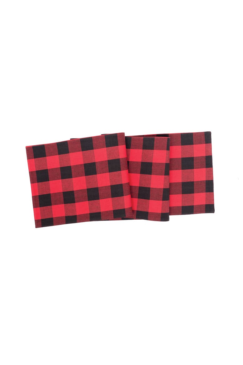 Franklin Red & Black Buffalo Check Gingham Table Runner 13" x 72", Main, color, Red