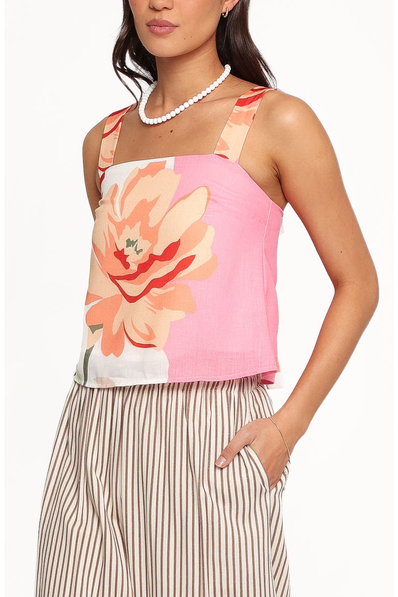 Oksana Floral Linen Blend Top, Alternate, color, PINK FLORAL