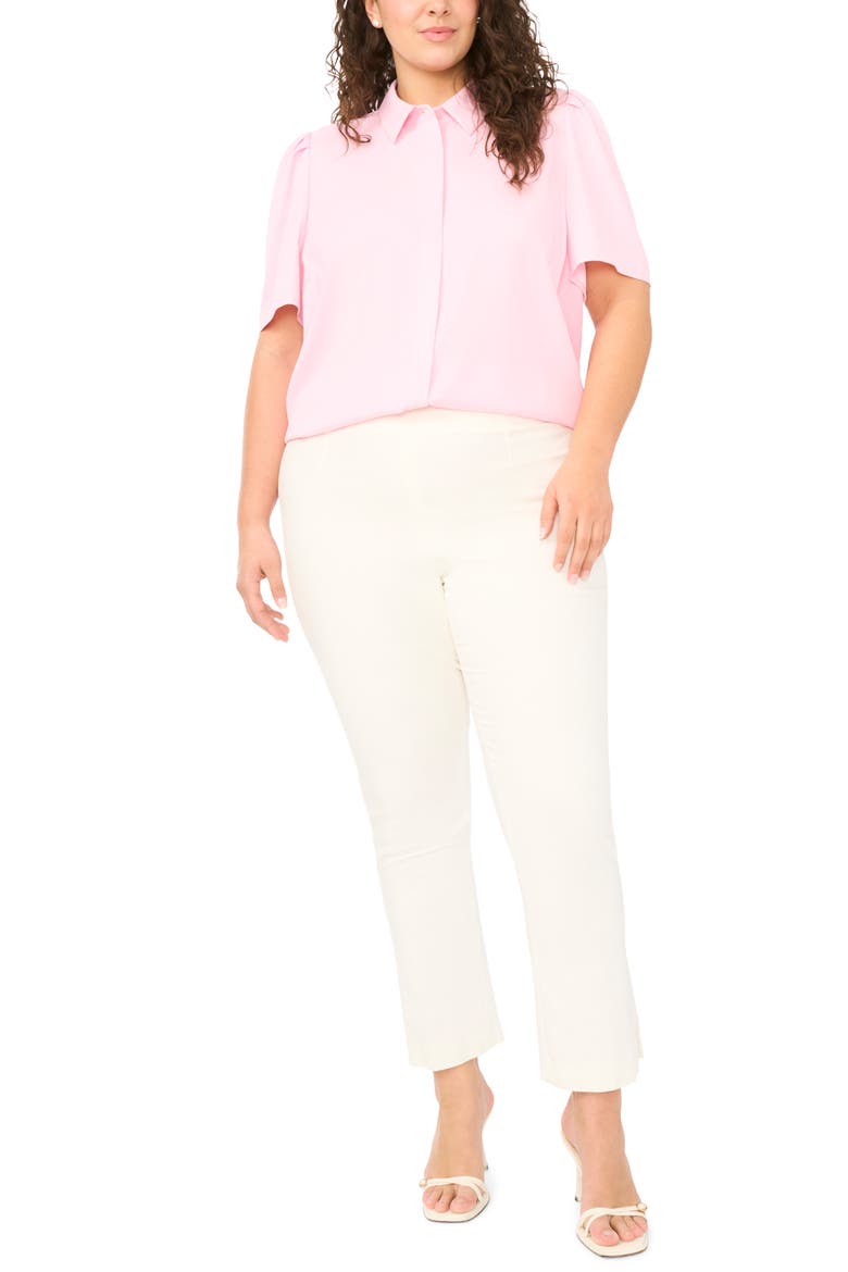 Button-Up Puff Sleeve Top, Alternate, color, BALLERINA