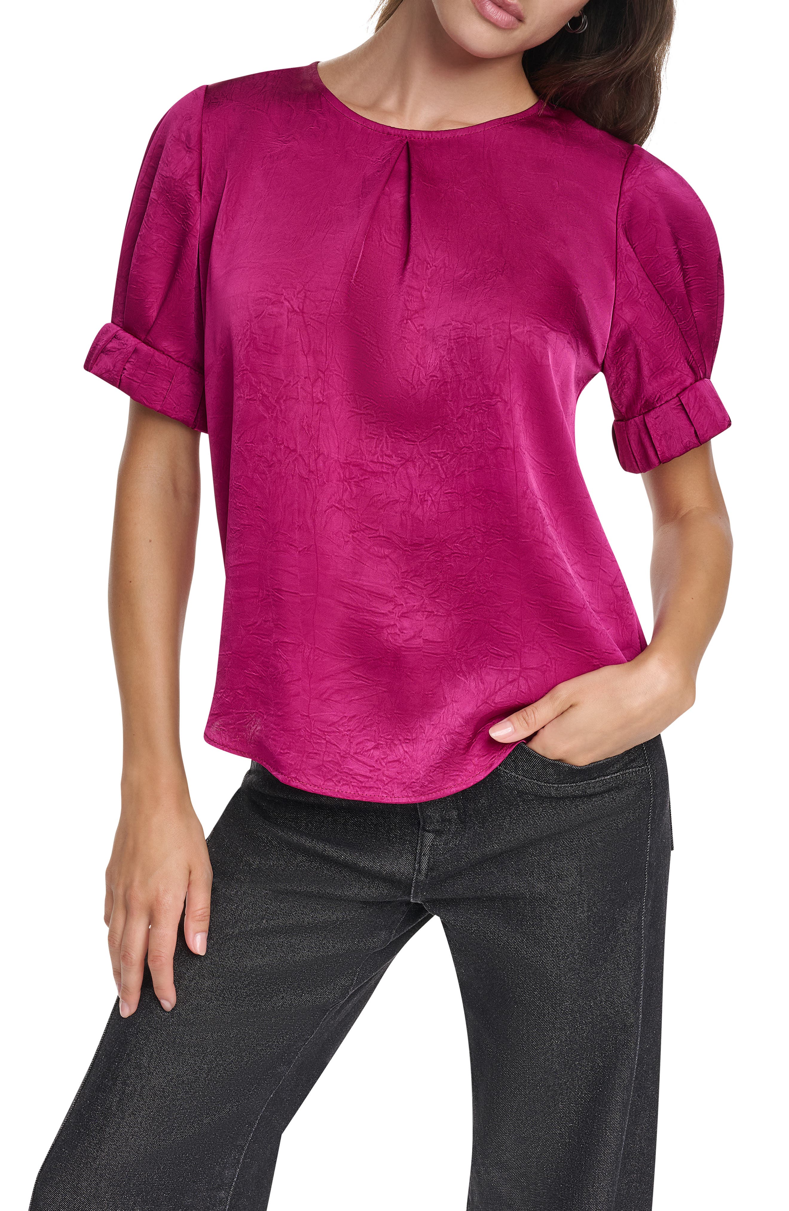 DKNY Textured Satin Shirt (Women) | Nordstrom