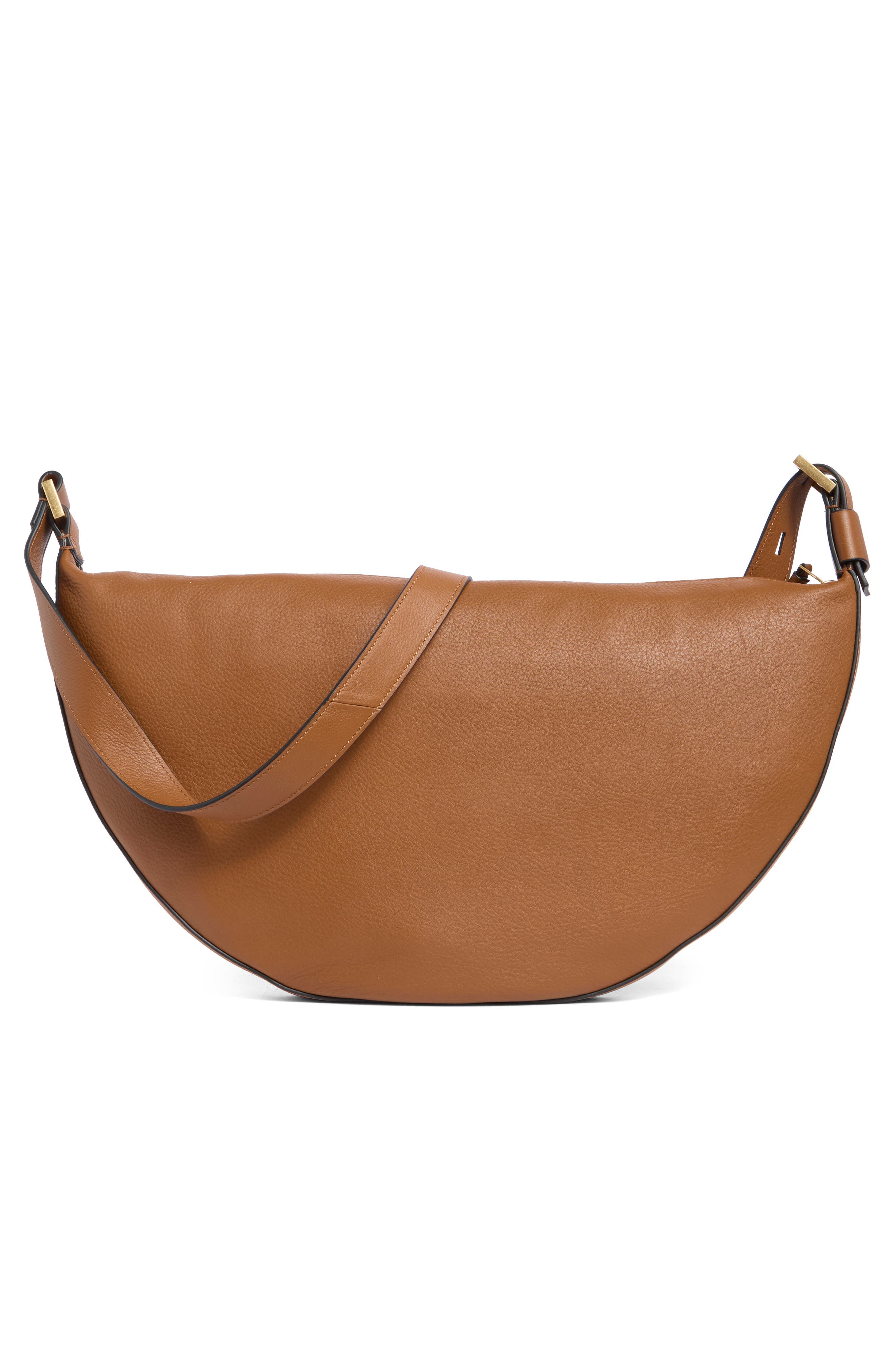 Half Moon Leather Shoulder Bag, Alternate, color, SEPIA BROWN