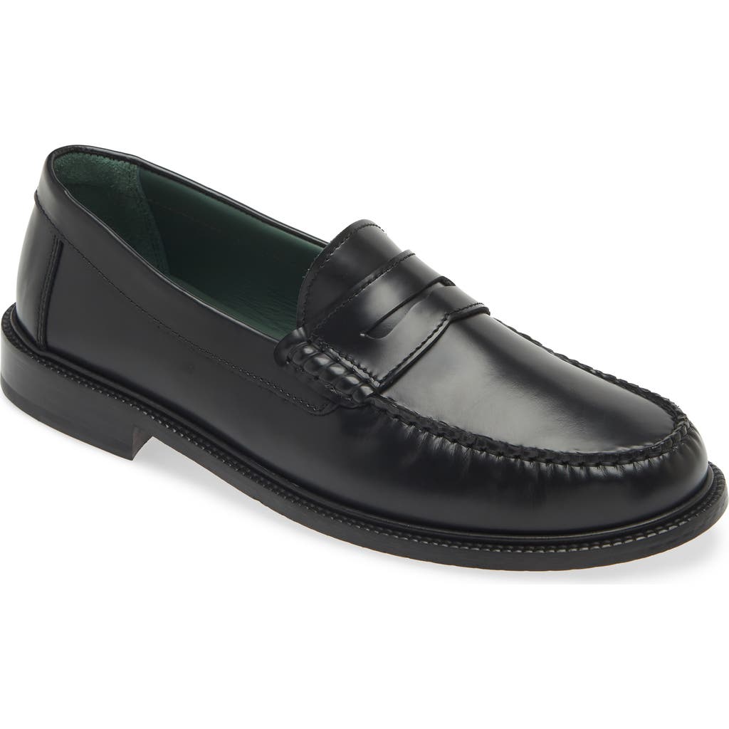 VINNY'S Yardee Penny Loafer in Black Polido Leather  product