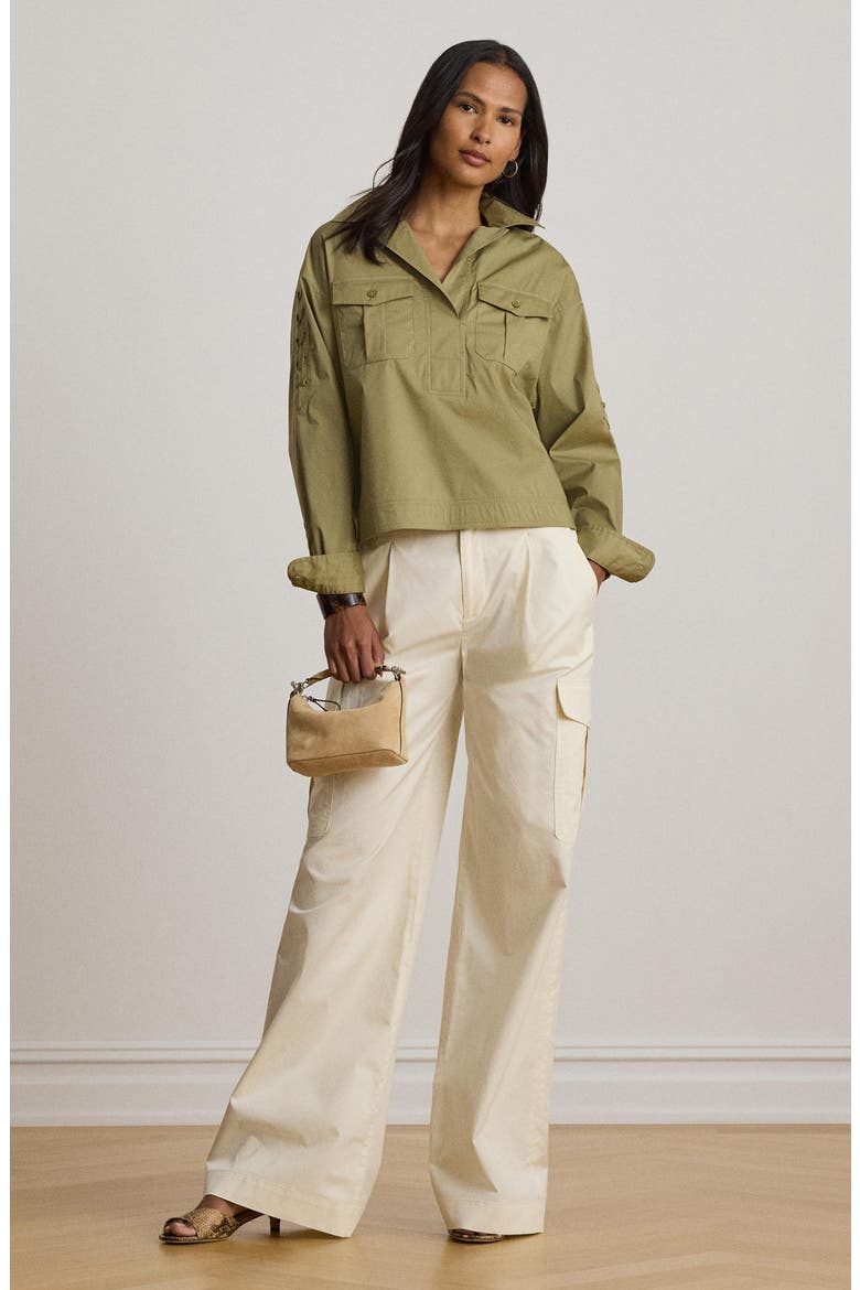 Silky Stretch Cotton Utility Shirt, Alternate, color, LIGHT AGAVE GREEN