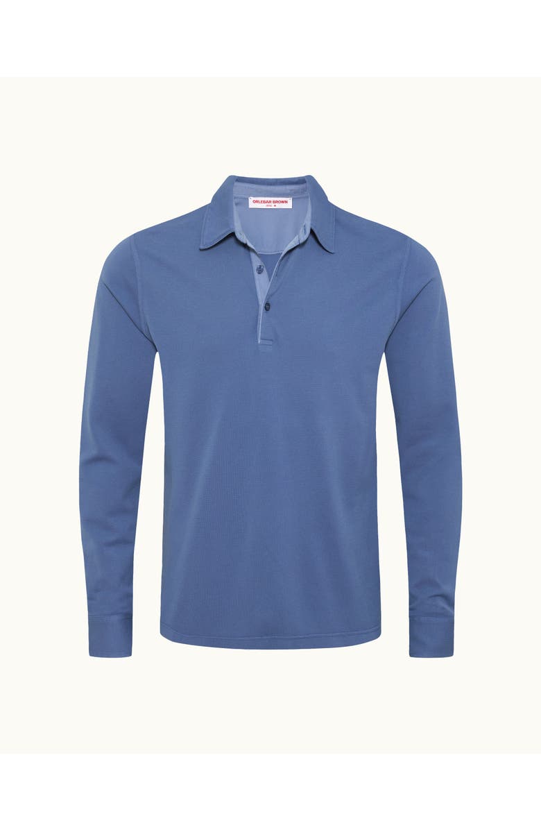 Orlebar Brown Garfield Classic Fit Garment Dye Jersey Polo Shirt, Main, color, Nightfall Blue