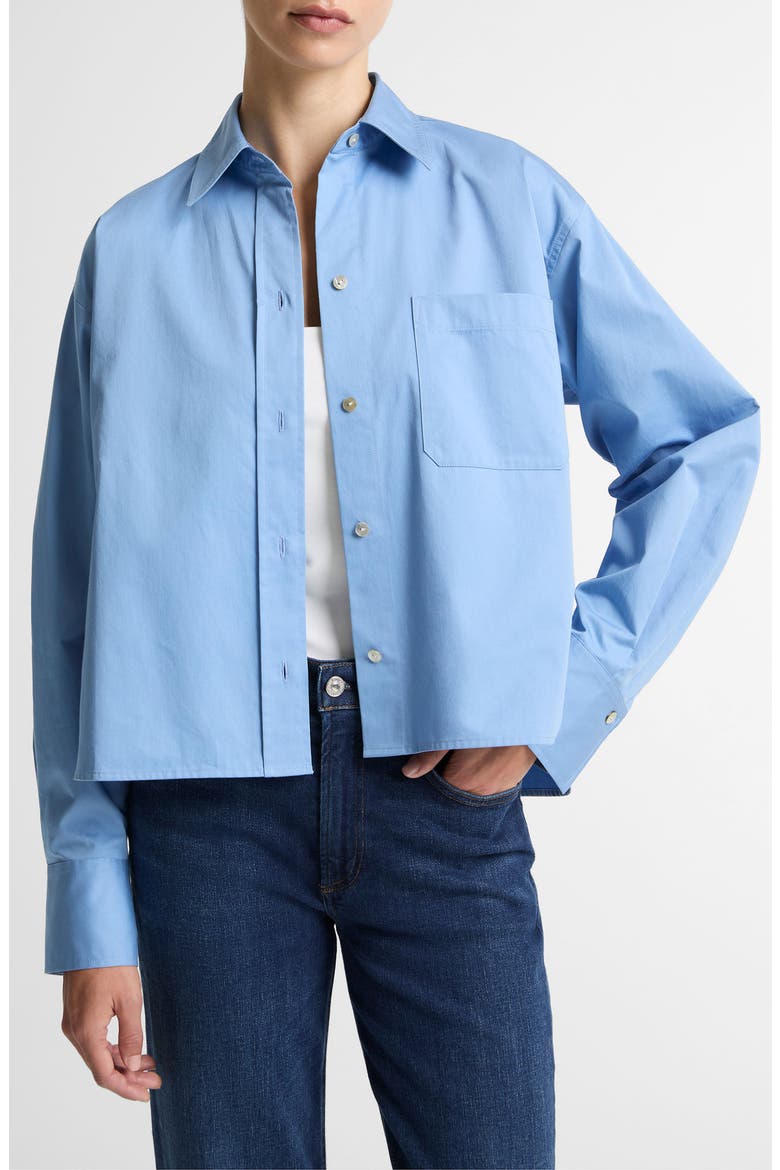 Crop Cotton Shirt, Main, color, HYDRA