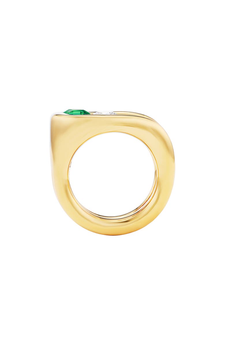 Uniform Object Impact Emerald & Diamond Ring, Alternate, color, Yellow Gold