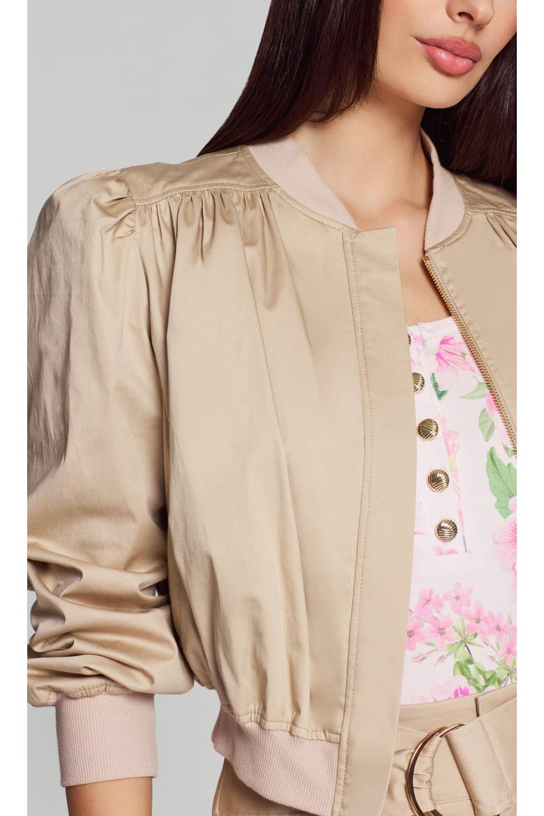 Sariah Cotton Sateen Bomber, Alternate, color, Beige