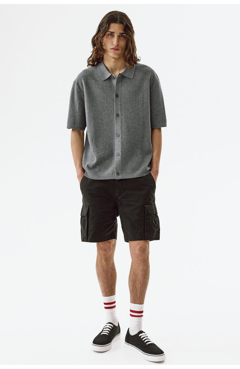 H&M Regular Fit Textured-knit Shirt, Alternate, color, Gray