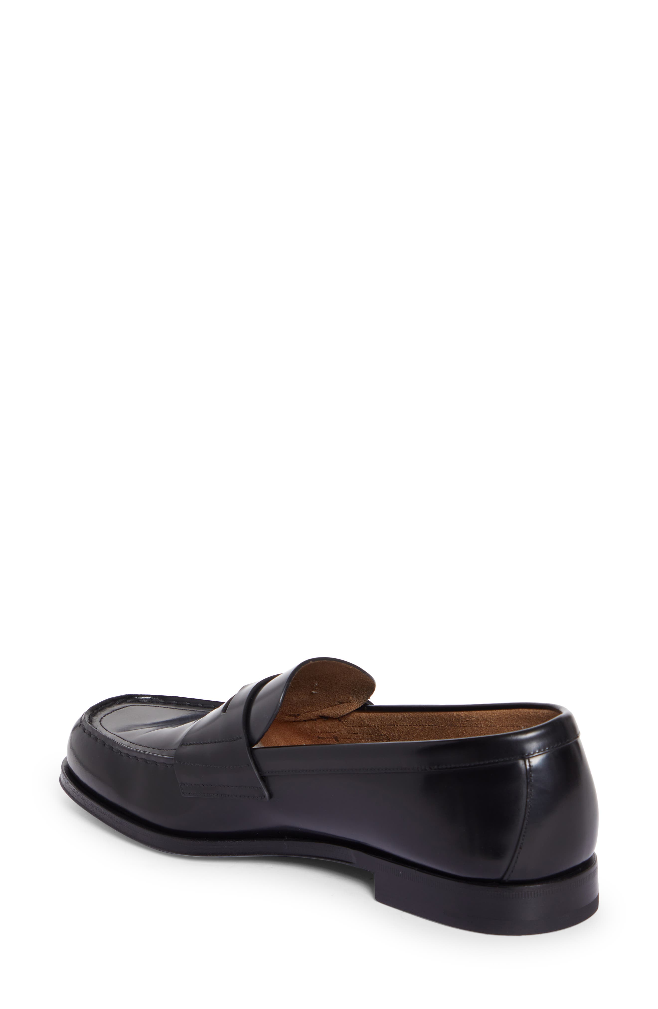 Prada Triangle Logo Penny Loafer, Alternate, color, Nero