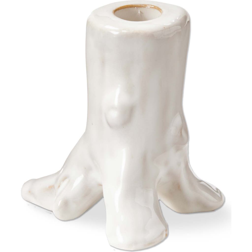 Tag Small White Ceramic Tree Trunk Candle Holder For Christmas In White