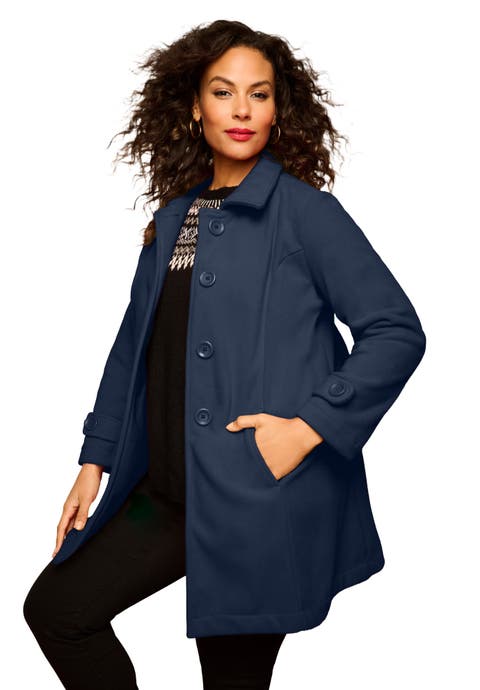 Plus Size Button Up Fleece Jacket (Plus)