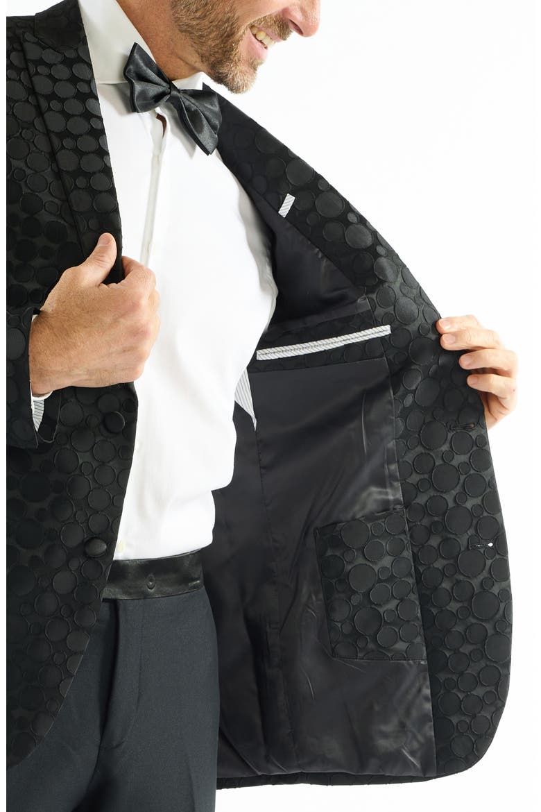 Dotted Jacquard Evening Jacket, Alternate, color, BLACK