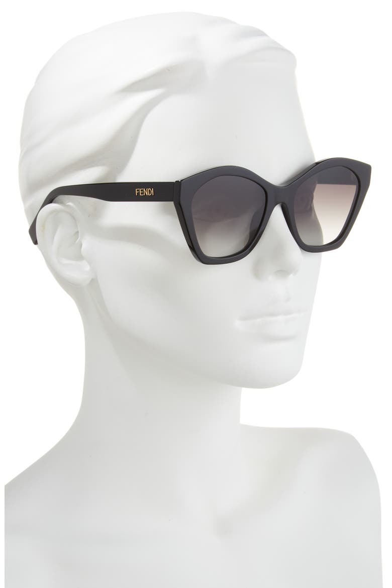 Lettering 52mm Square Sunglasses, Alternate, color, SHINY BLACK / GRADIENT BROWN