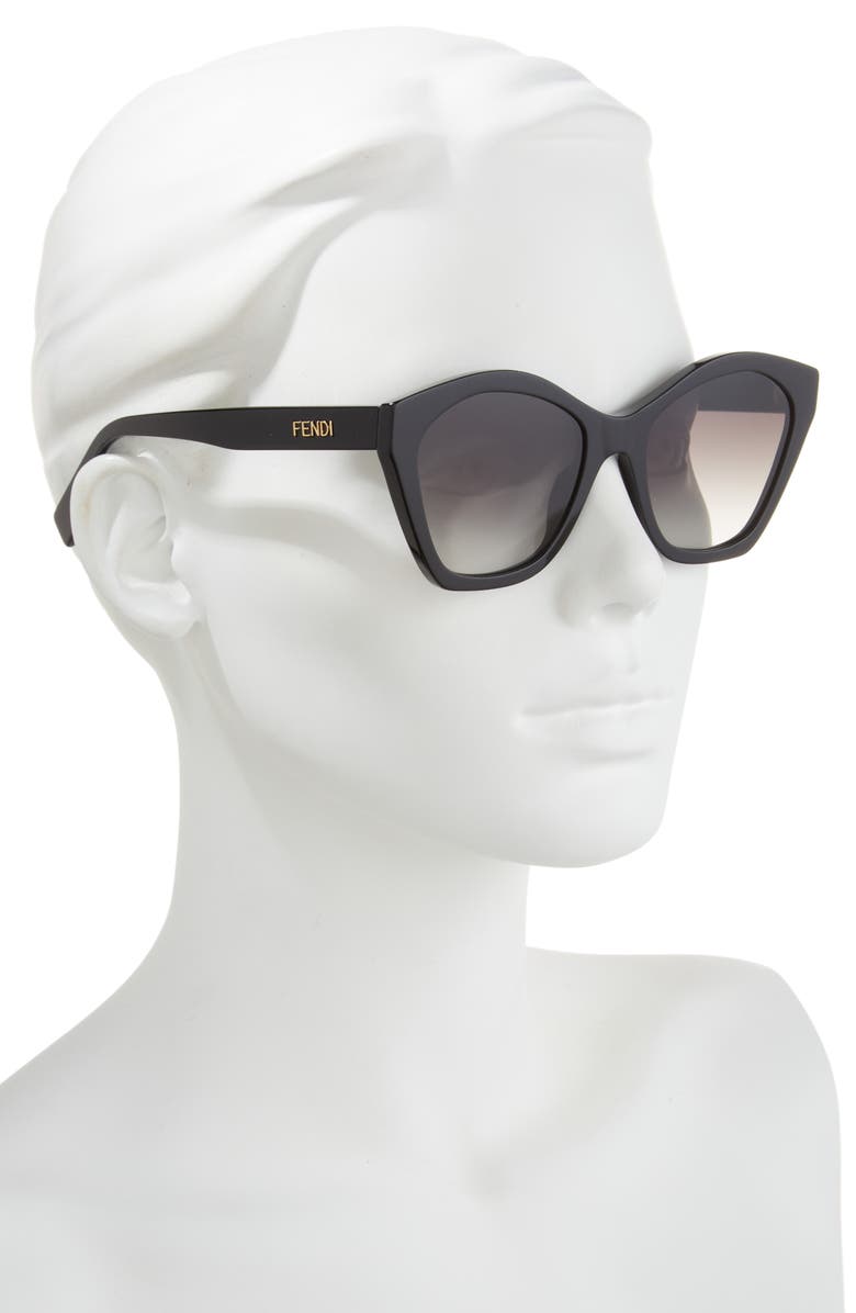 Fendi Lettering 52mm Square Sunglasses, Alternate, color, Shiny Black / Gradient Brown