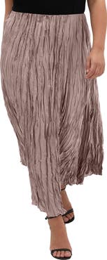 City Chic Imogen Pleated Crinkle Midi Skirt