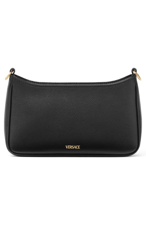 Versace Mini Medusa Leather Shoulder Bag In Black  Gold