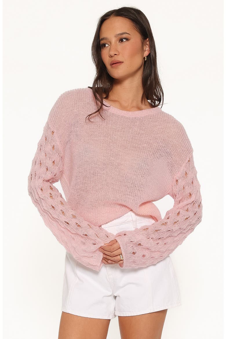 Janina Open Stitch Sweater, Alternate, color, PINK