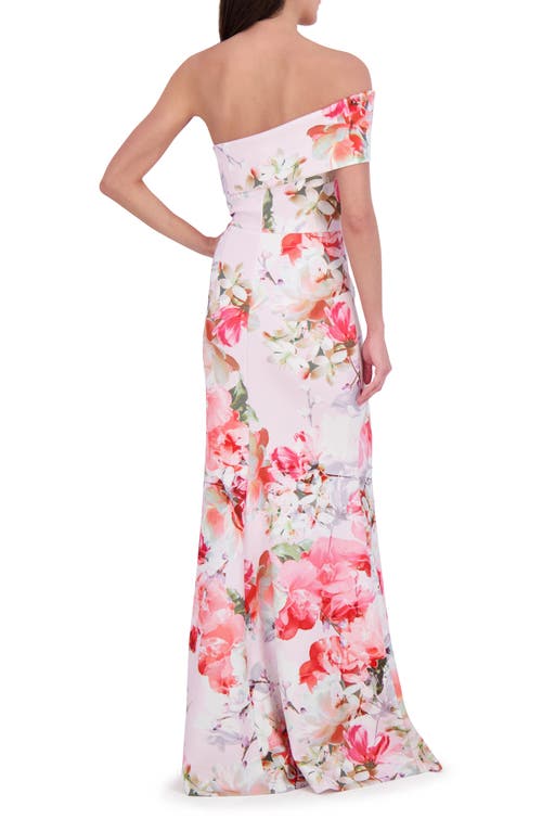 Eliza J Floral Off The Shoulder Mermaid Gown In Blush
