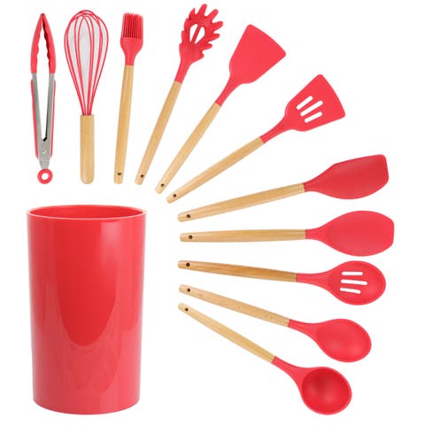 Silicone and Wood Cooking Utensils, Set of 12