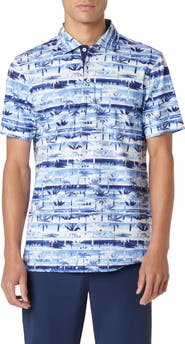 Bugatchi Hendrix Digital Palm Tree Print Pima Cotton Polo