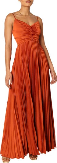 strapless open back dress Long Sleeve Pleated Midi Dress- Ales S main image 1