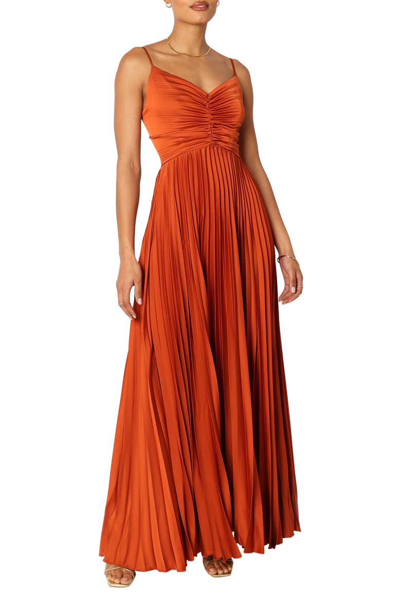 naira pleated maxi dress sunset orange Petal & Pup Women's Naira Pleated Maxi Dress